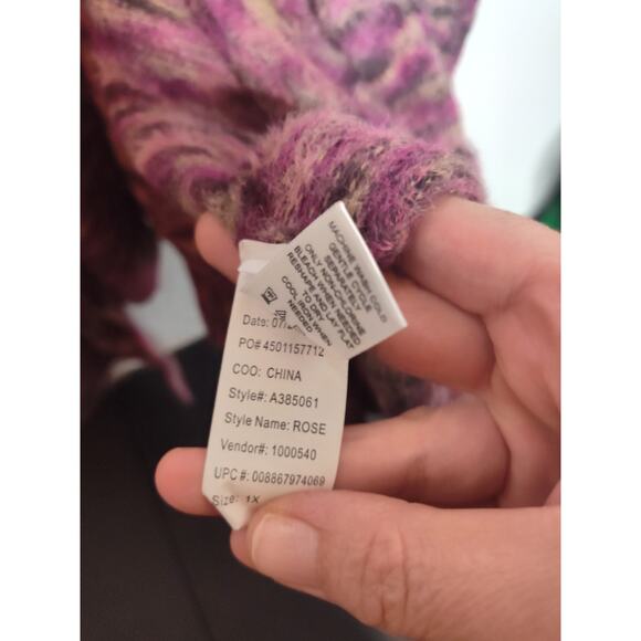 LOGO Lori Goldstein Marled Eyelash Open Cardigan 1X - Picture 4 of 7